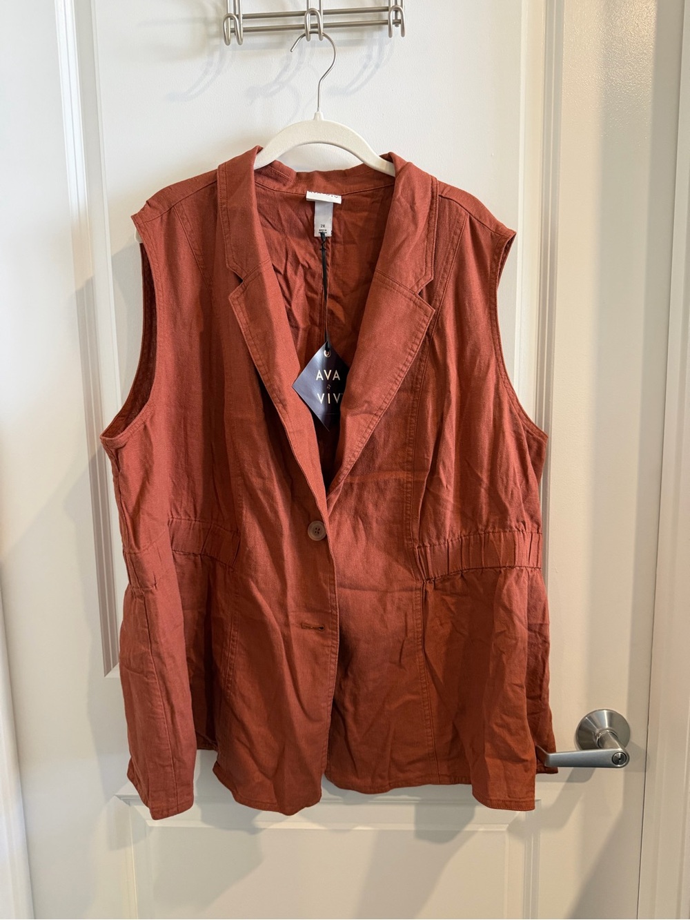 AVA & VIV Rust Sleeveless Blazer Jacket Size 2x NWT